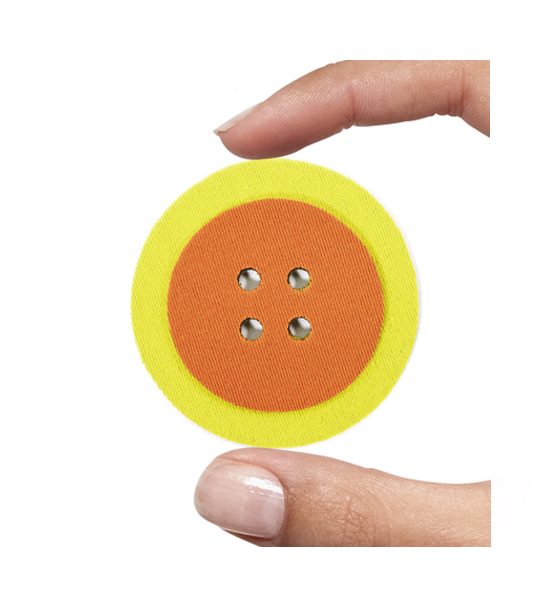 (1 pezzo) Sagoma in neoprene "Bottone" - Arancio e giallo - Clicca l'immagine per chiudere